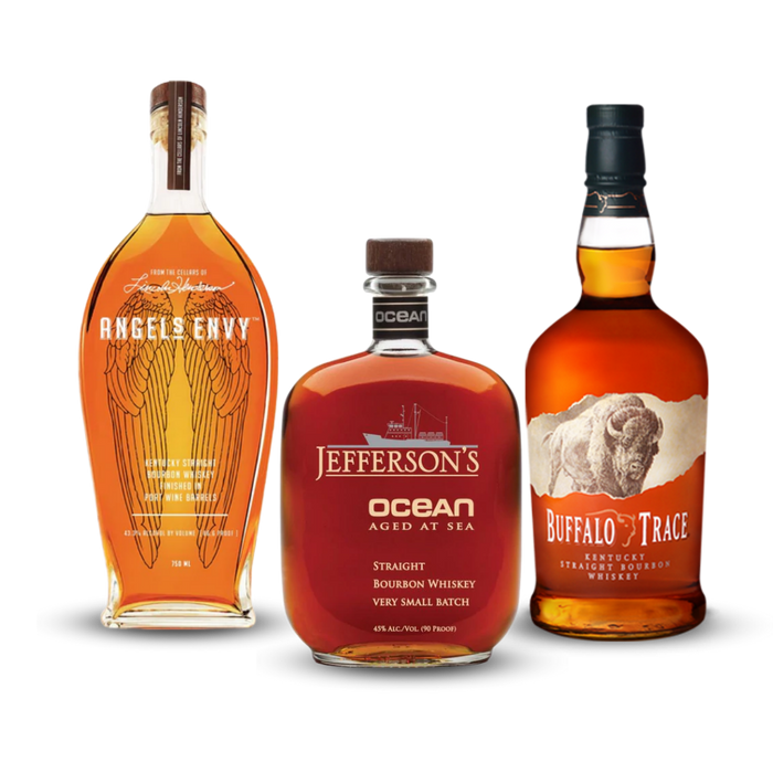 Father's Day Bundle 2023 | Angel's Envy Kentucky Straight Bourbon Whiskey + Jefferson's Ocean Aged At Sea Kentucky Straight Bourbon + Buffalo Trace Kentucky Straight Bourbon