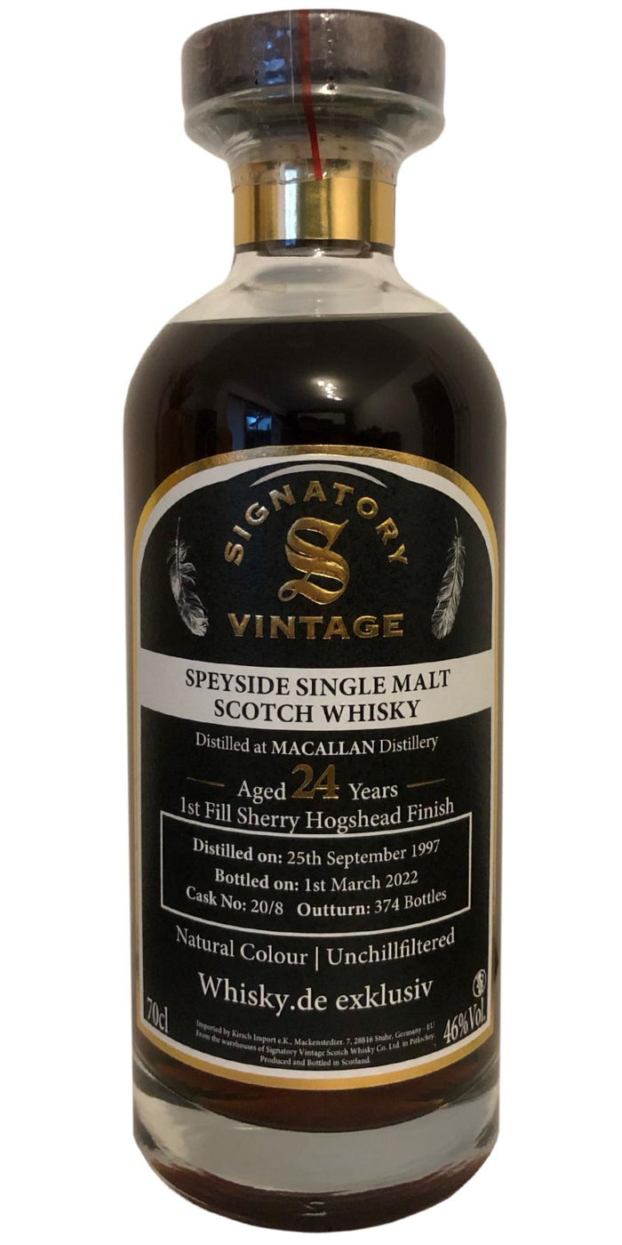Macallan 1997 (Signatory Vintage) Natural Colour| Unchillfiltered 24 Year Old Scotch Whisky | 700ML