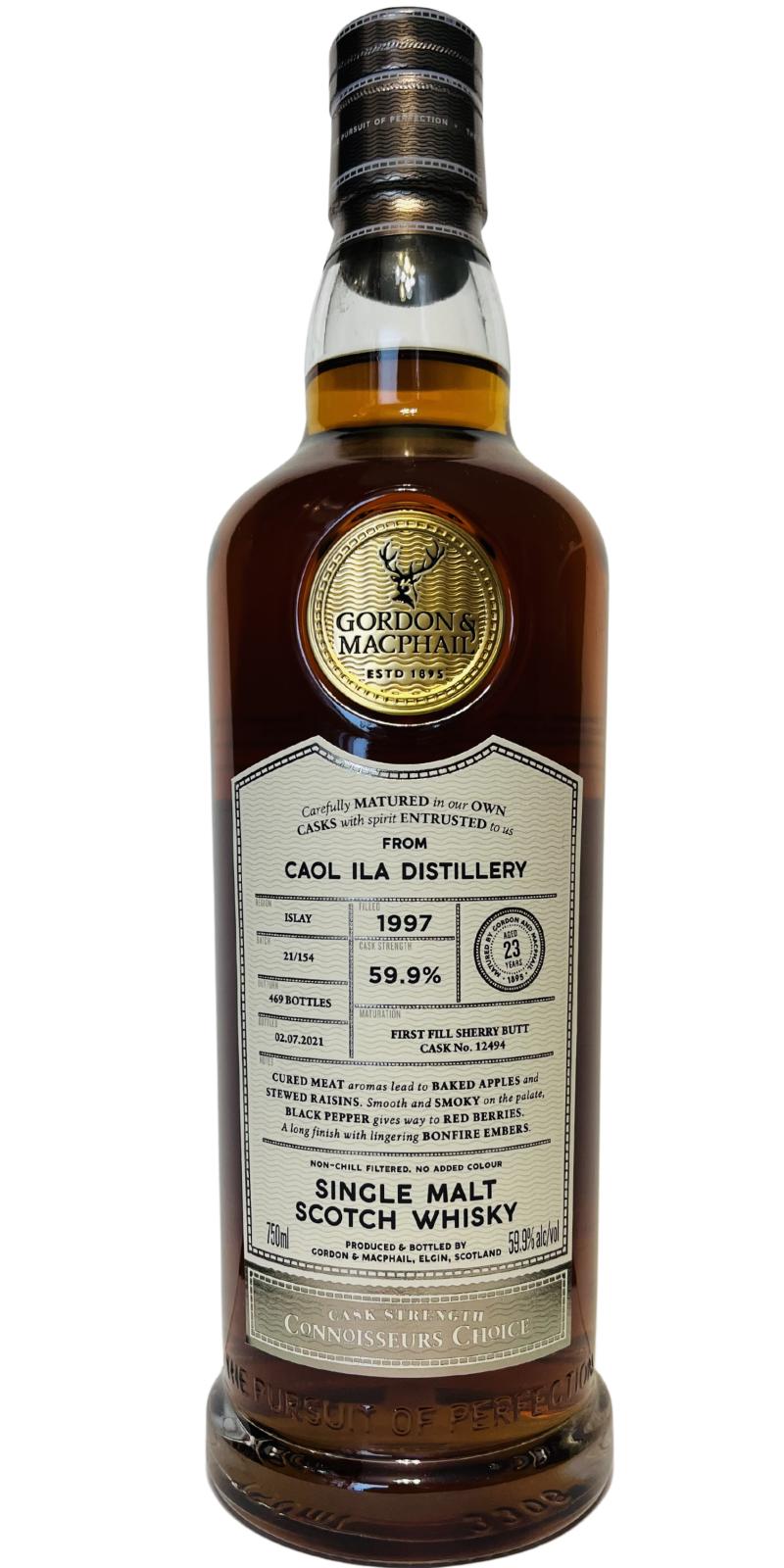 Gordon & Macphail Caol Ila 23 year old First Fill Sherry Butt # 12494 Cask Strength Connoiseur's Choice 1997 Scotch Whisky at CaskCartel.com