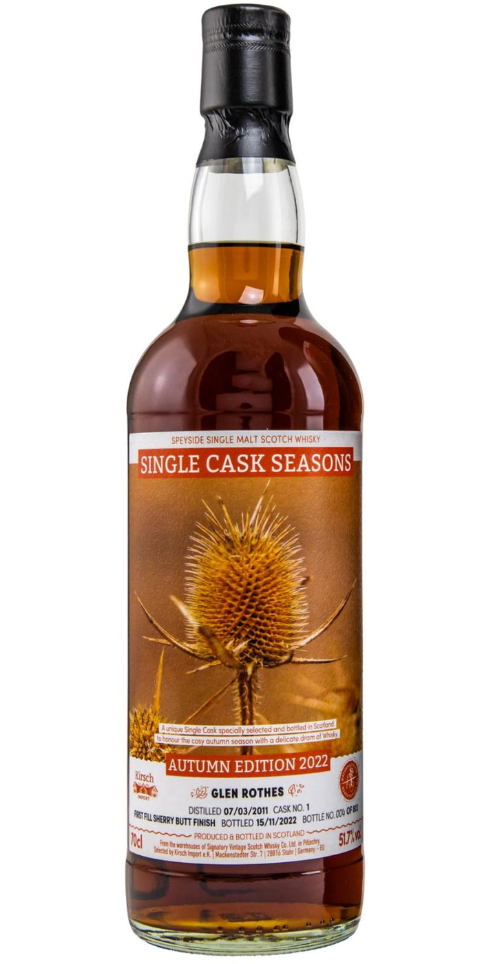 Glenrothes 2011 Signatory Vintage Single Cask Seasons - Autumn 2022 Single Malt Scotch Whisky | 700ML