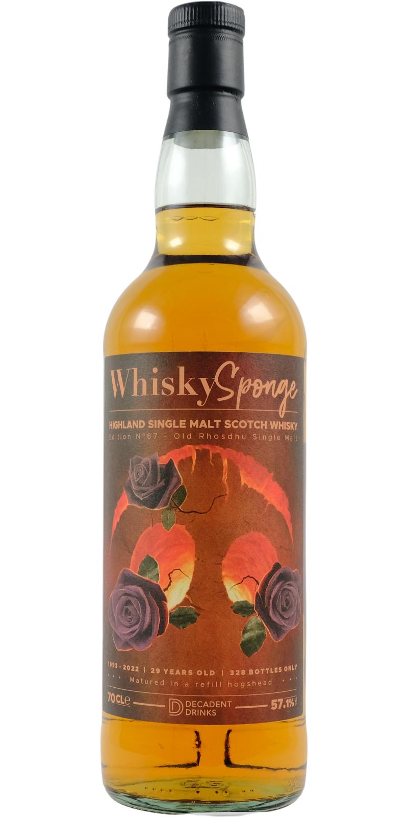 Old Rhosdhu 1993 (WhiskySponge) Edition No. 67 (29 Year Old) Highland Single Malt Scotch Whisky at CaskCartel.com