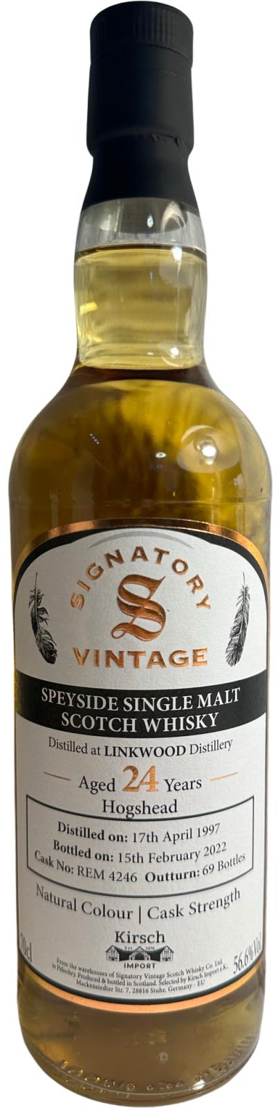 Linkwood 1997 (Signatory Vintage) 24 Year Old Natural Colour Cask Strength Scotch Whisky | 700ML