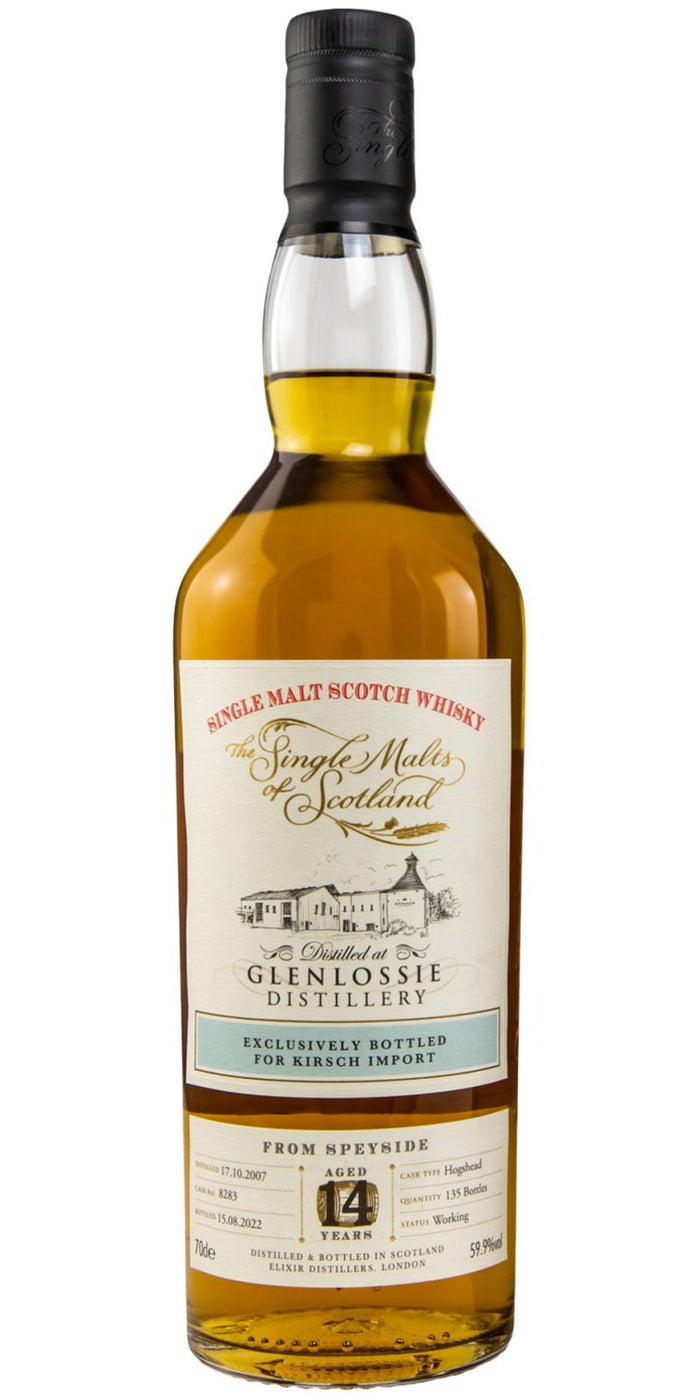 Glenlossie 2007 (Elixir Distillers) The Single Malts of Scotland 14 Year Old 2022 Release (Cask #8283) Single Malt Scotch  Whisky | 700ML