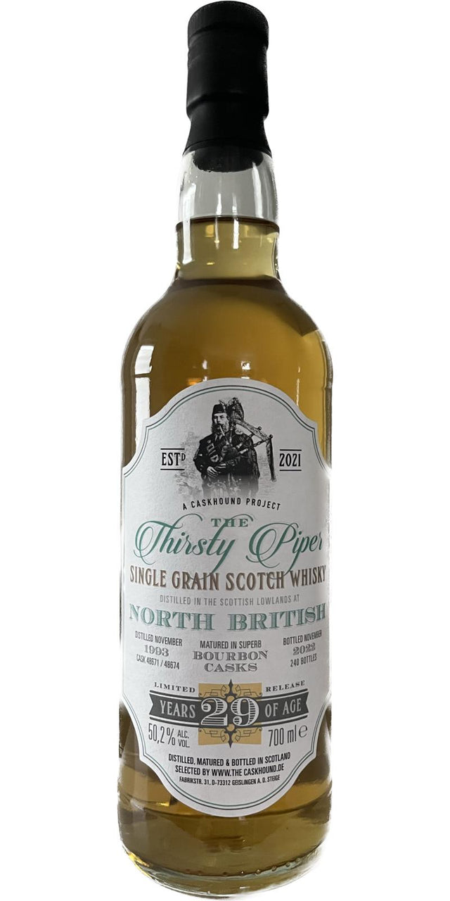 North British 1993 (The Caskhound) The Thirsty Piper 29 Year Old 2022 Release (Cask #48671 + 48674) Single Grain Scotch Whisky | 700ML at CaskCartel.com