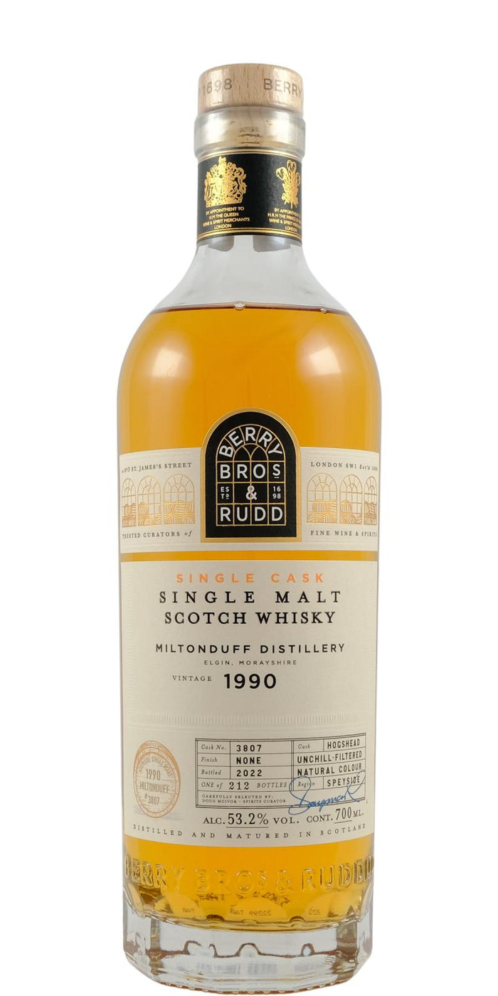 Miltonduff 1990 (Berry Bros & Rudd) Single Cask 2022 Release (Cask #3807) Single Malt Scotch Whisky | 700ML