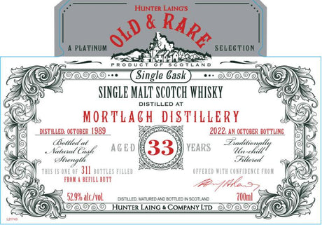 Mortlach 1989 Hunter Laing Old & Rare - A Platinum Selection 33 Year Old Single Malt Scotch Whisky | 700ML at CaskCartel.com
