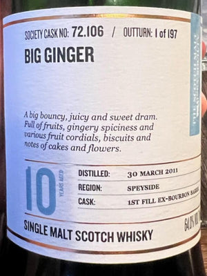 Miltonduff 2011 SMWS 72.106 Big ginger 10 Year Old 2021 Release (Cask #72.106) Single Malt Scotch Whisky | 700ML at CaskCartel.com