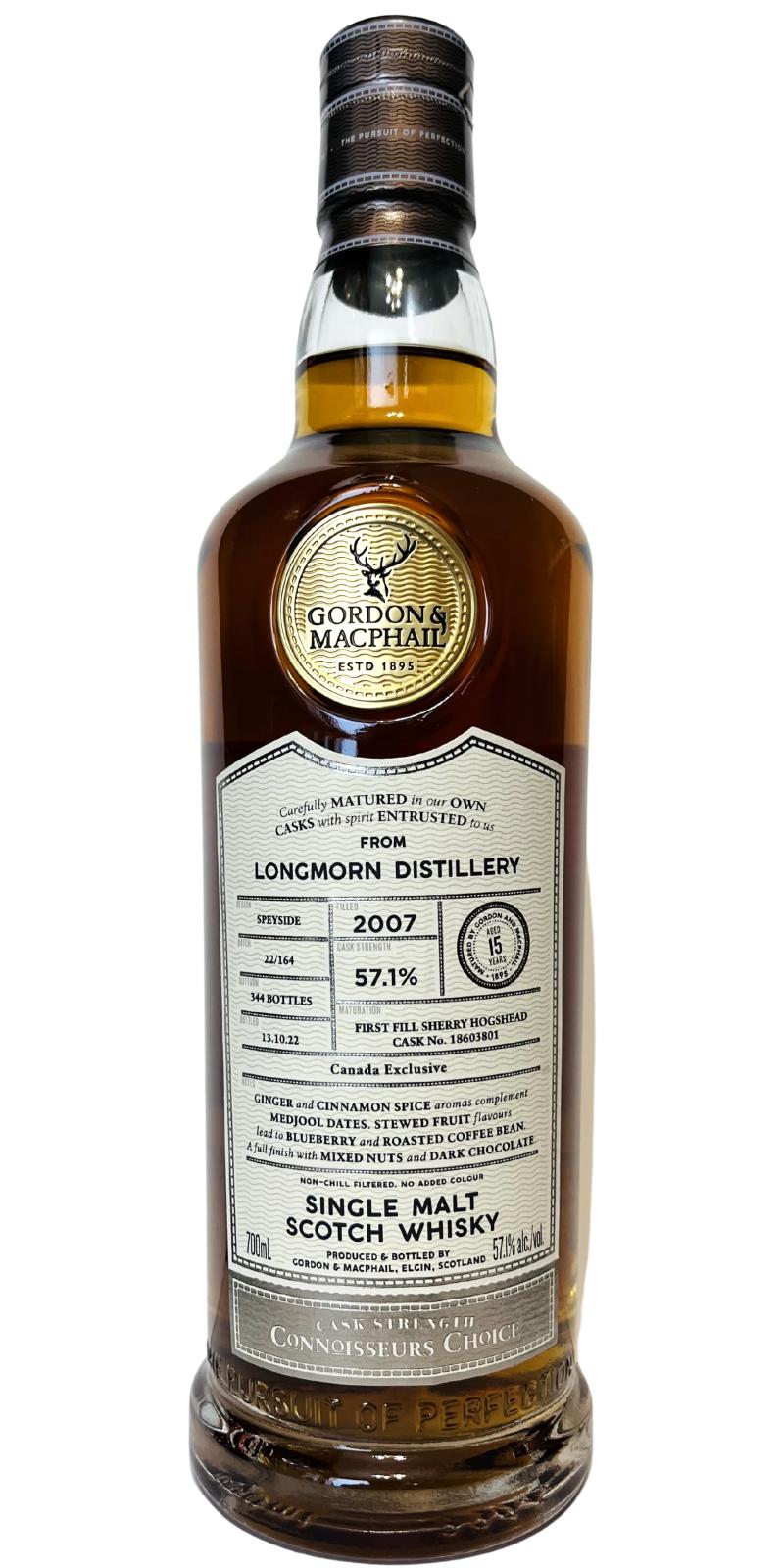 Longmorn 2007 GM Connoisseurs Choice - Cask Strength 15 Year Old 2022 Release (Cask #18603801) Single Malt Scotch Whisky | 700ML at CaskCartel.com