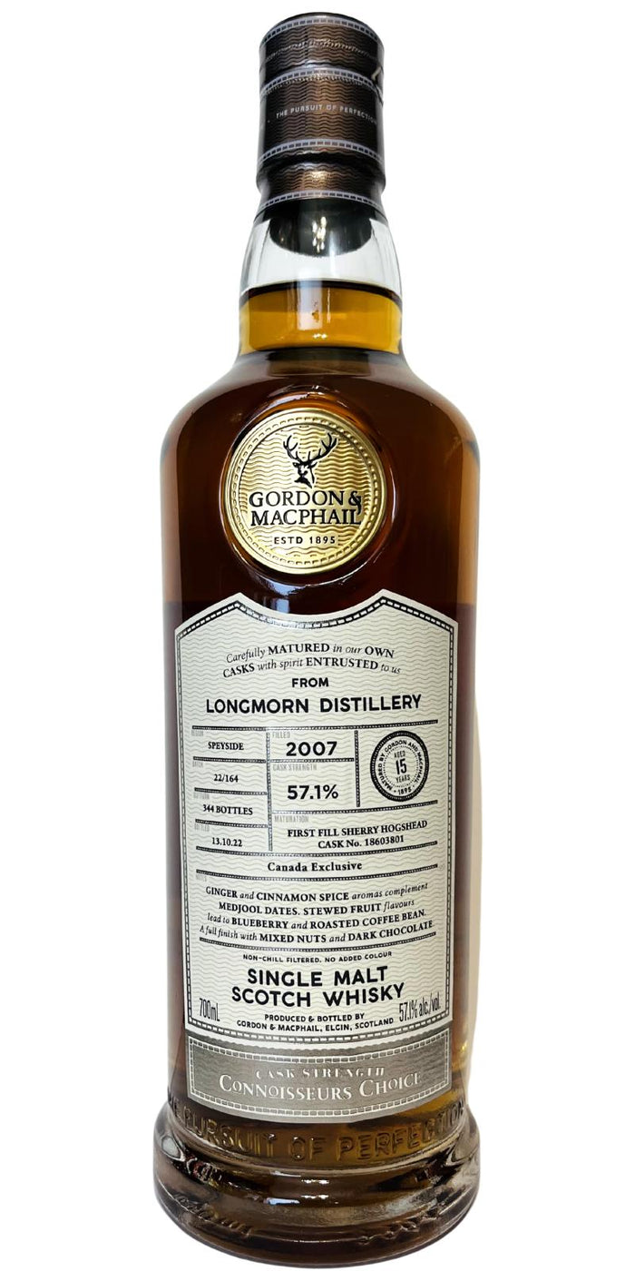 Longmorn 2007 GM Connoisseurs Choice - Cask Strength 15 Year Old 2022 Release (Cask #18603801) Single Malt Scotch Whisky | 700ML