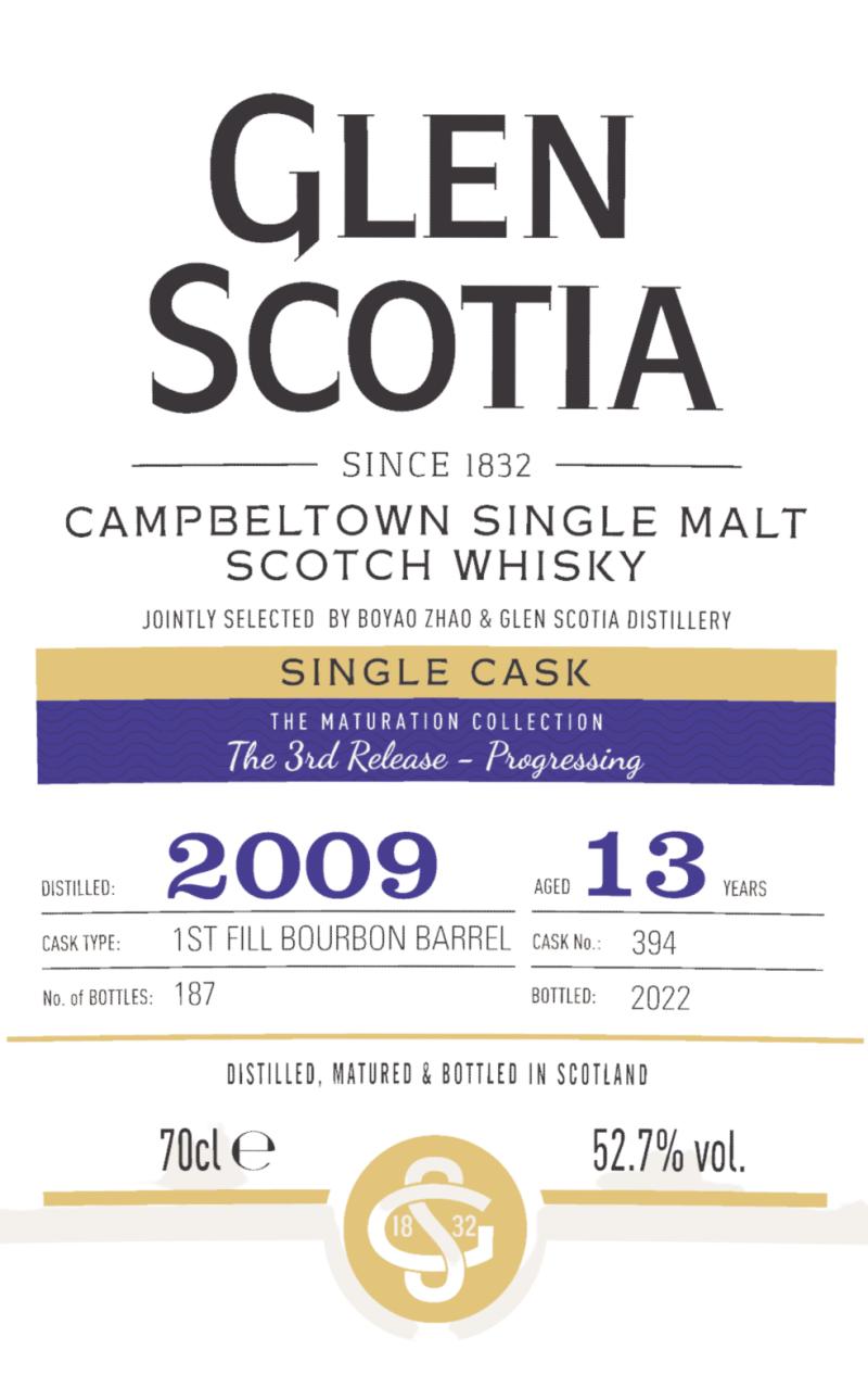Glen Scotia 2009 The Maturation Collection - The 3rd Release - Progressing 13 Year Old 2022 Release Cask #394 Single Malt Scotch Whisky | 700ML at CaskCartel.com