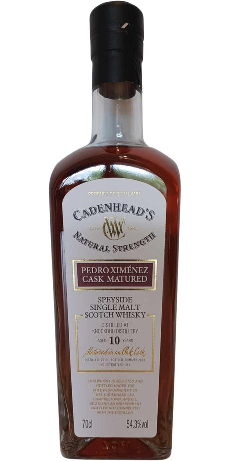 Knockdhu 2013 (Cadenhead's) 10 Year Old Pedro Ximenez Scotch Whisky | 700ML at CaskCartel.com