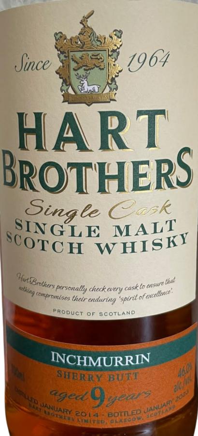 Inchmurrin 2014 (Hart Brothers) 9 Year Old Single Cask Scotch Whisky | 700ML