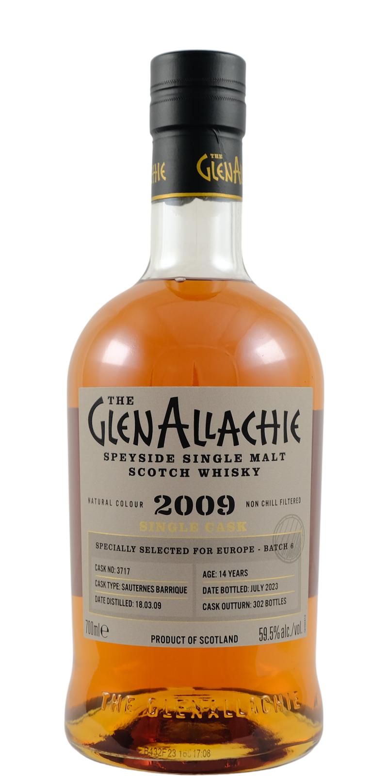GLENALLACHIE SINGLE CASK 2009　グレンアラヒー　モルト　スコッチウイスキー　スコットランド　アルコール度数59.6度　容量700ml　酒　未開栓 The GlenAllachie 2009 Single Cask \u2013 13 Year Old Sauternes Barrel