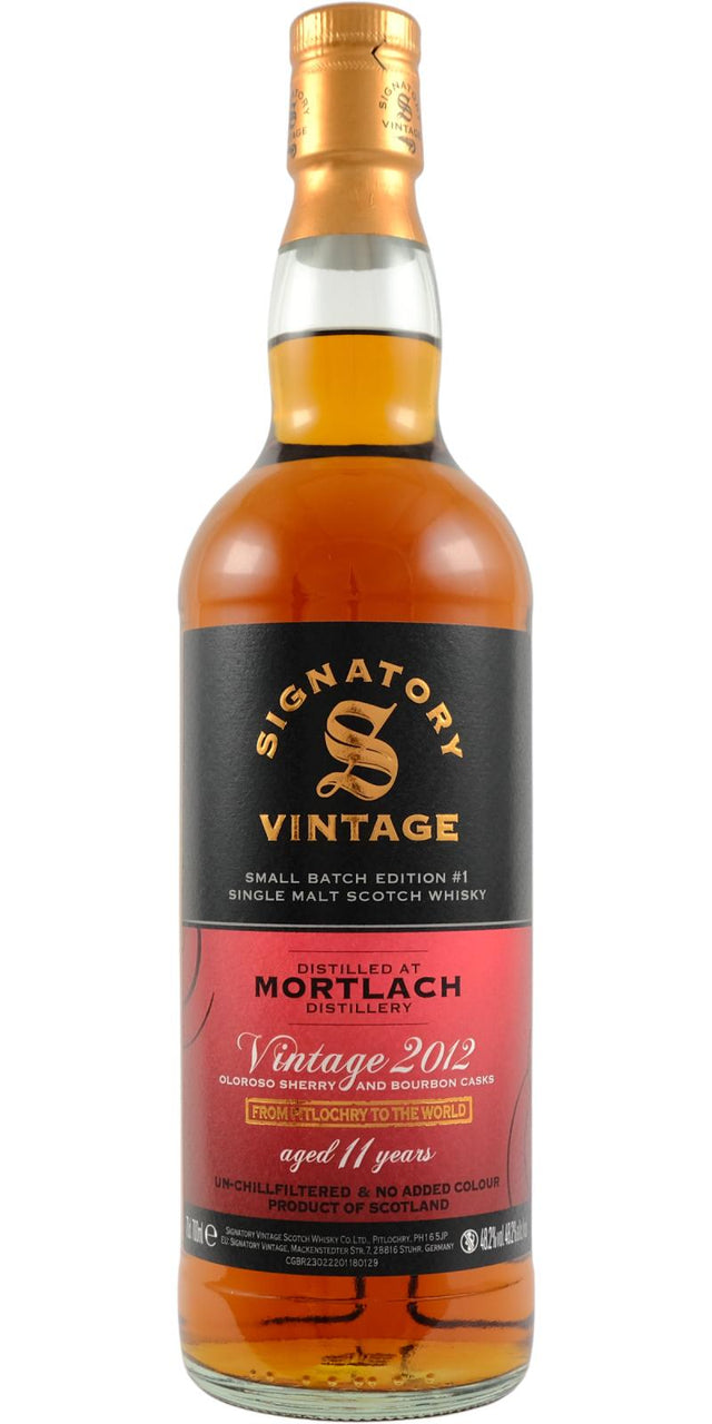 Mortlach Vintage 2012 (12 Year Old) Signatory Vintage Scotch Whisky  | 700ML at CaskCartel.com
