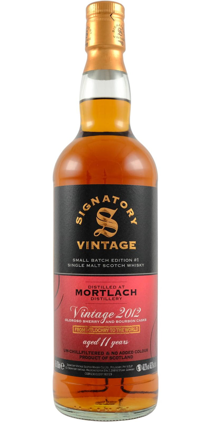 Mortlach Vintage 2012 (12 Year Old) Signatory Vintage Scotch Whisky  | 700ML