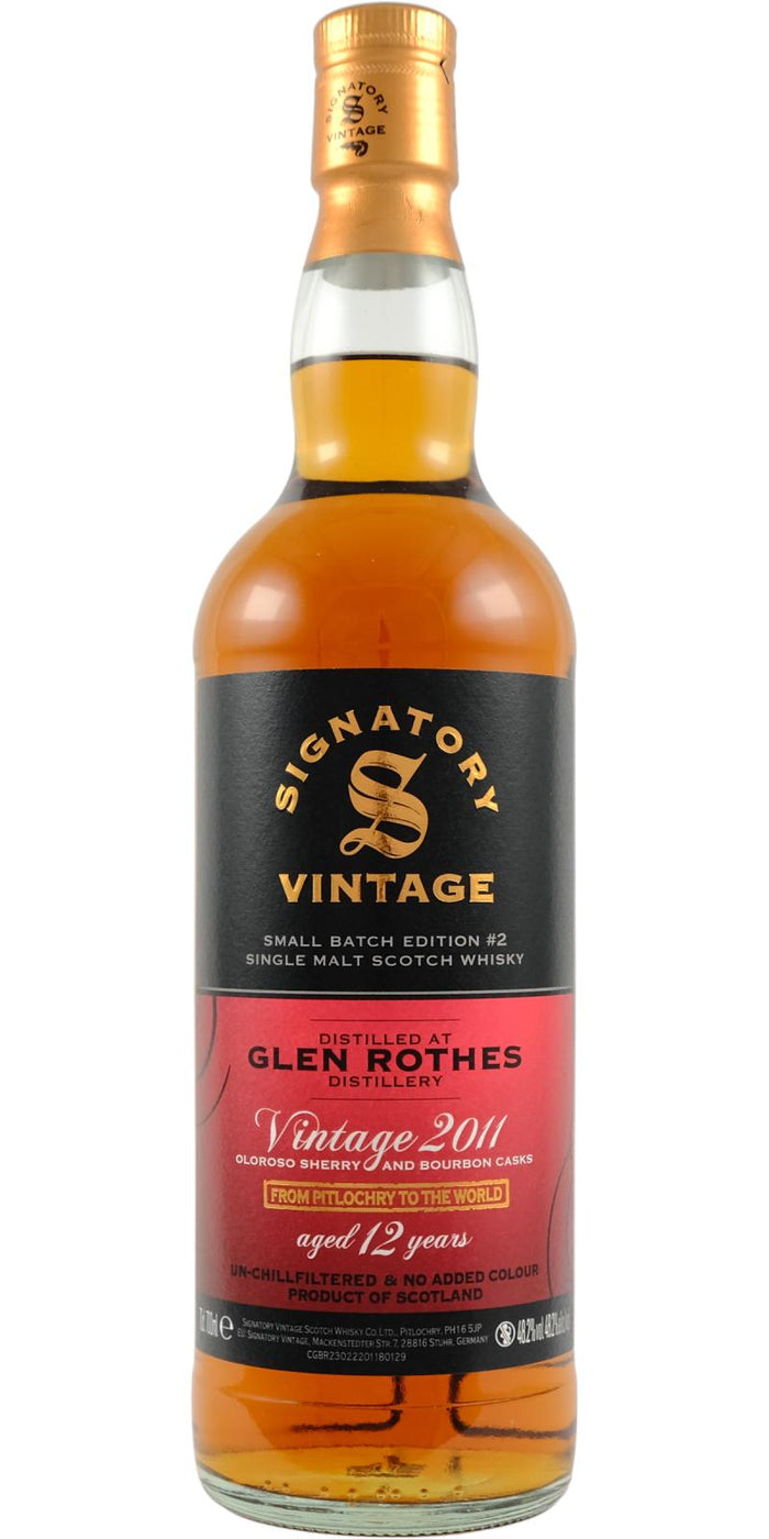 Glenrothes 2011 (Signatory Vintage) 12 Year Old Small Batch Edition #2 Scotch Whisky | 700ML