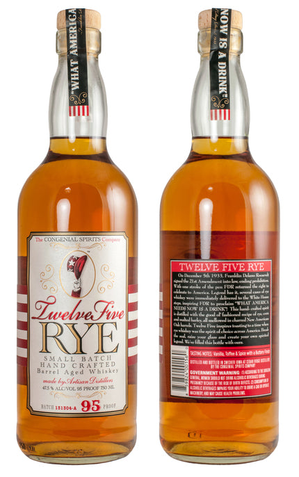 Twelve Five Rye Small Batch Hand Crafted Barrel Aged Whiskey