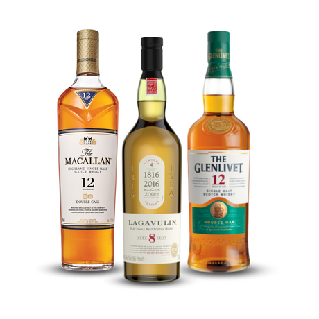 Father's Day Bundle 2023 | The Macallan Double Cask 12 Years Old + Lagavulin 8 Year Old 200th Anniversary + The Glenlivet 12 Year Old Single Malt Scotch Whisky At CaskCartel.com