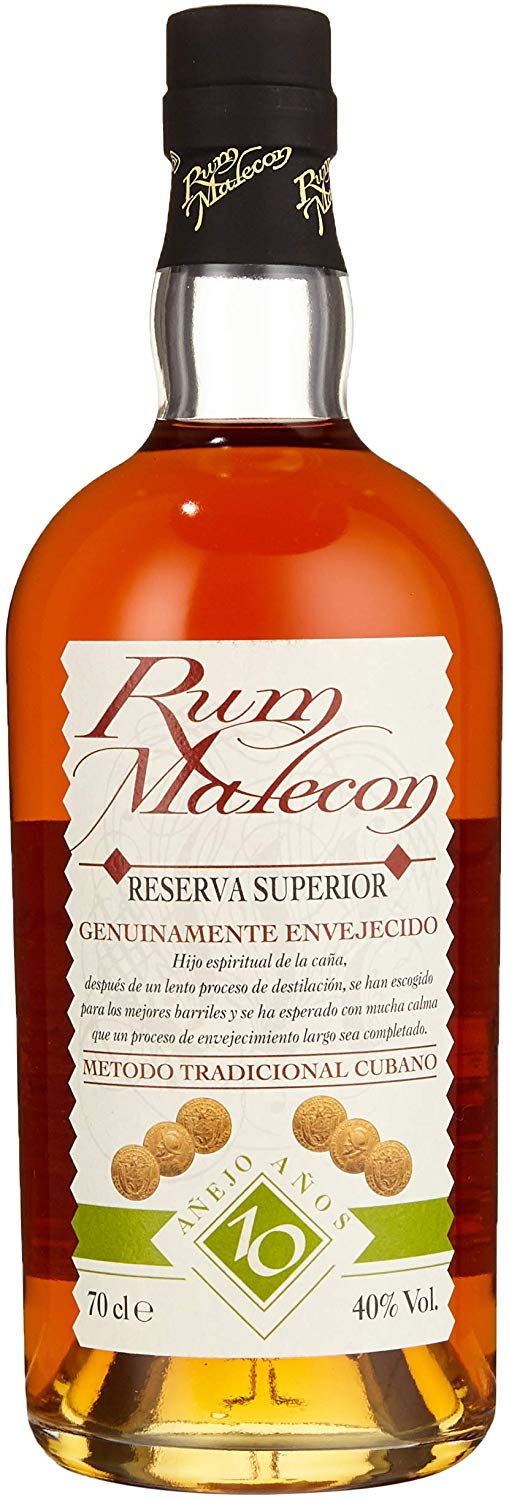 Malecon Aged 10 Year Reserva Superior Genuinely Aged Traditional Cuban Method Rum