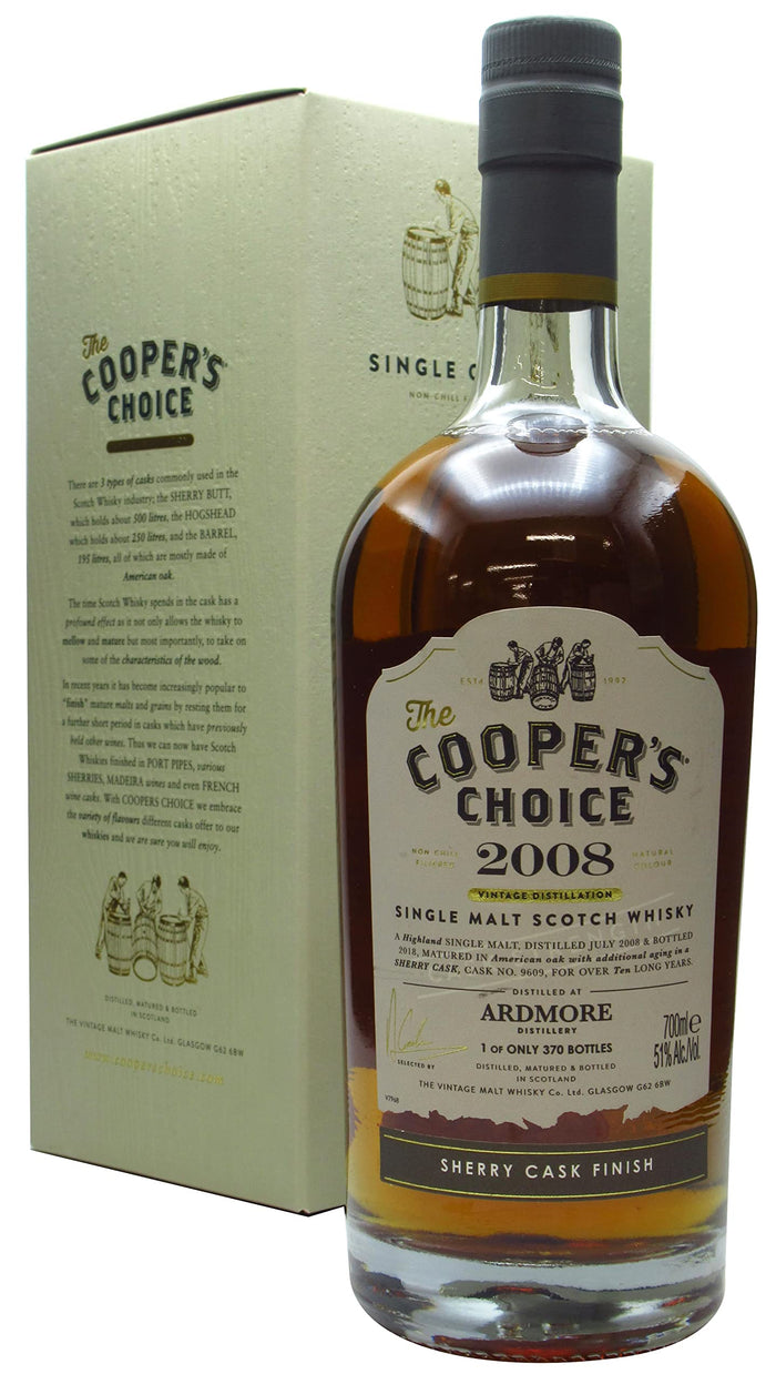Ardmore Cooper's Choice Single Cask #9609 2008 10 Year Old Whisky | 700ML