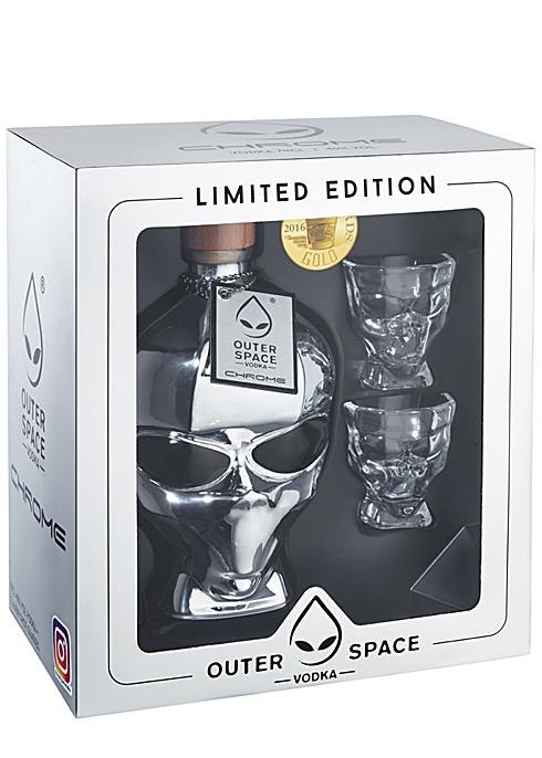 Outer Space Chrome Vodka with Set 2 shots Glasses