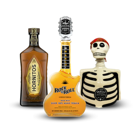 Father's Day Bundle 2023 | Sauza Hornitos Anejo Black Barrel Tequila + Rock N Roll Mango + Los Azulejos Skelly Blanco Tequila At CaskCartel.com