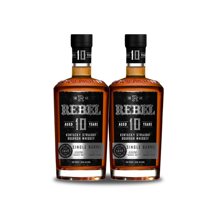 Rebel 10 Year Old Single Barrel Kentucky Straight Bourbon Whiskey (2) Bottle Bundle
