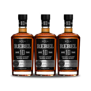Rebel 10 Year Old Single Barrel Kentucky Straight Bourbon Whiskey (3) Bottle Bundle at CaskCartel.com