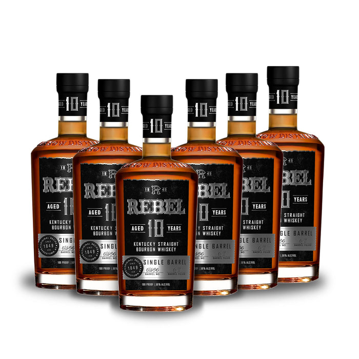 Rebel 10 Year Old Single Barrel Kentucky Straight Bourbon Whiskey (6) Bottle Bundle