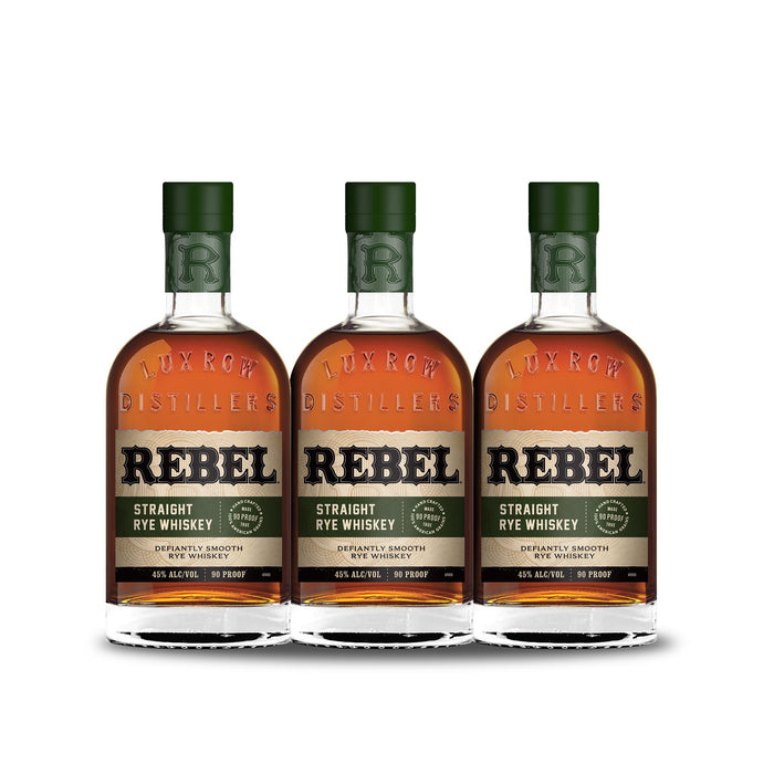 Rebel Straight Rye Whiskey (3) Bottle Bundle