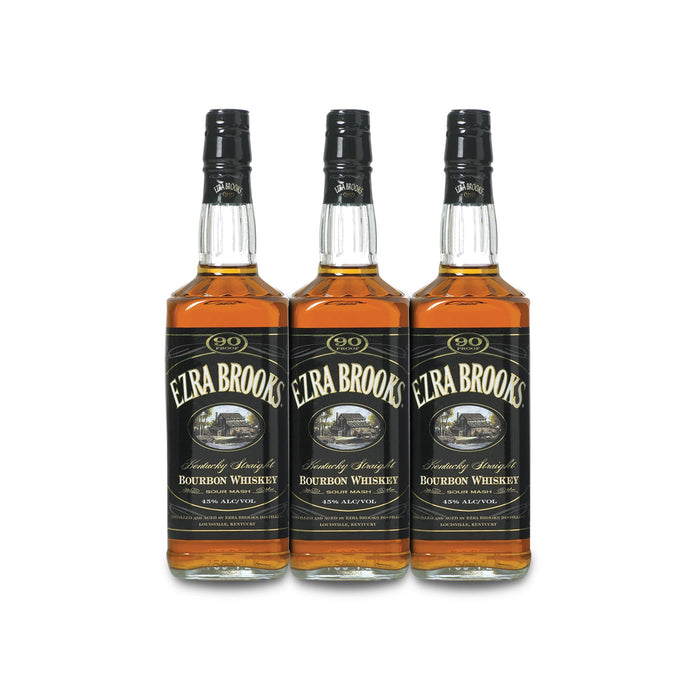Ezra Brooks 90 Proof Kentucky Sour Mash Bourbon Whiskey (3) Bottle Bundle