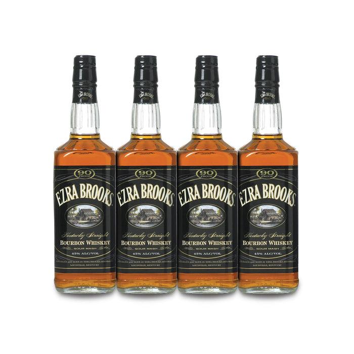 Ezra Brooks 90 Proof Kentucky Sour Mash Bourbon Whiskey (4) Bottle Bundle