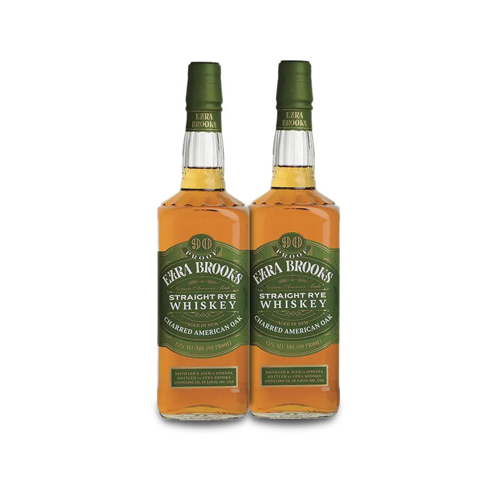Ezra Brooks Straight Rye Whiskey (2) Bottle Bundle