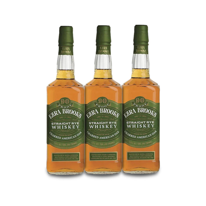 Ezra Brooks Straight Rye Whiskey (3) Bottle Bundle
