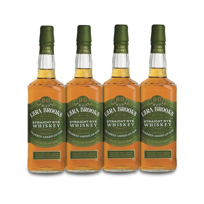 Ezra Brooks Straight Rye Whiskey (4) Bottle Bundle
