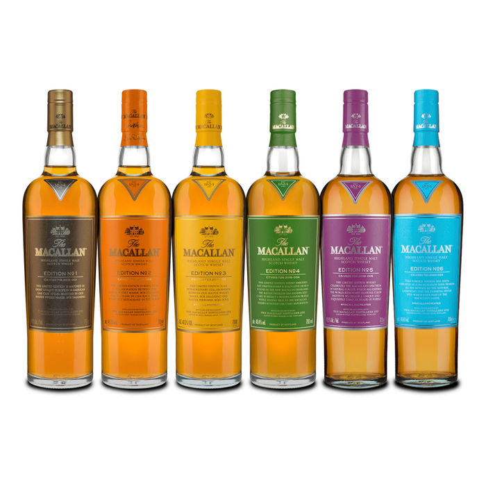 The Macallan Edition COMPLETE (6) Vertical Set Single Malt Scotch Whisky Collection