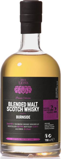 Five Lions ­– Burnside 22-Year-Old Blended Malt Scotch Whisky - CaskCartel.com