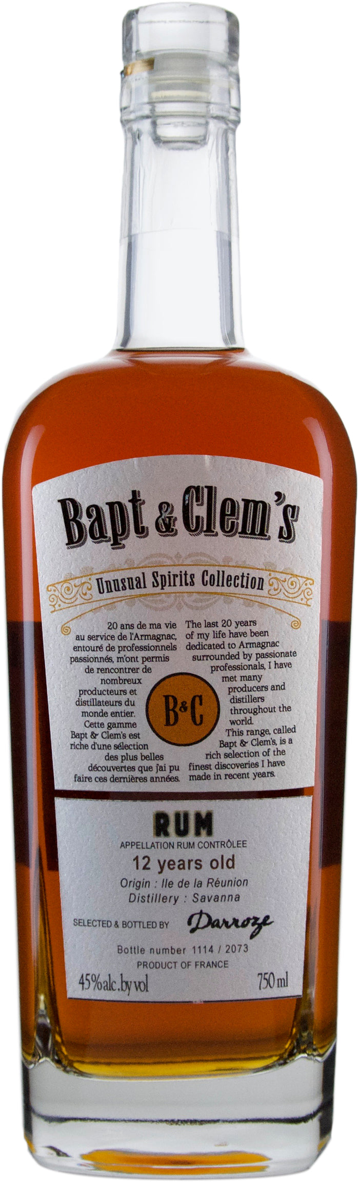 Bapt & Clem's 12 Year Old Reunion From Savanna Distillery Island Rhum
