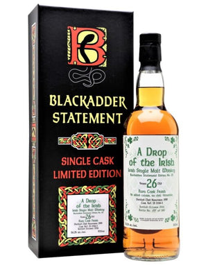 Blackadder Statement "Drop of the Irish" 26 Year Old Single Rum Cask Irish Single Malt Whiskey | 700ML at CaskCartel.com