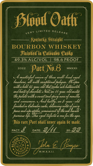 [BUY] Blood Oath Pact 8 | 2022 One-Time Limited Release | Kentucky Straight Bourbon Whiskey at CaskCartel.com -1