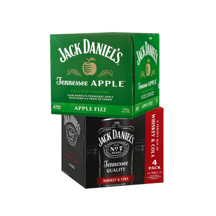 Jack Daniels Crafted Cocktails | Apple Fizz + Whiskey & Cola | (2) Pack Bundle