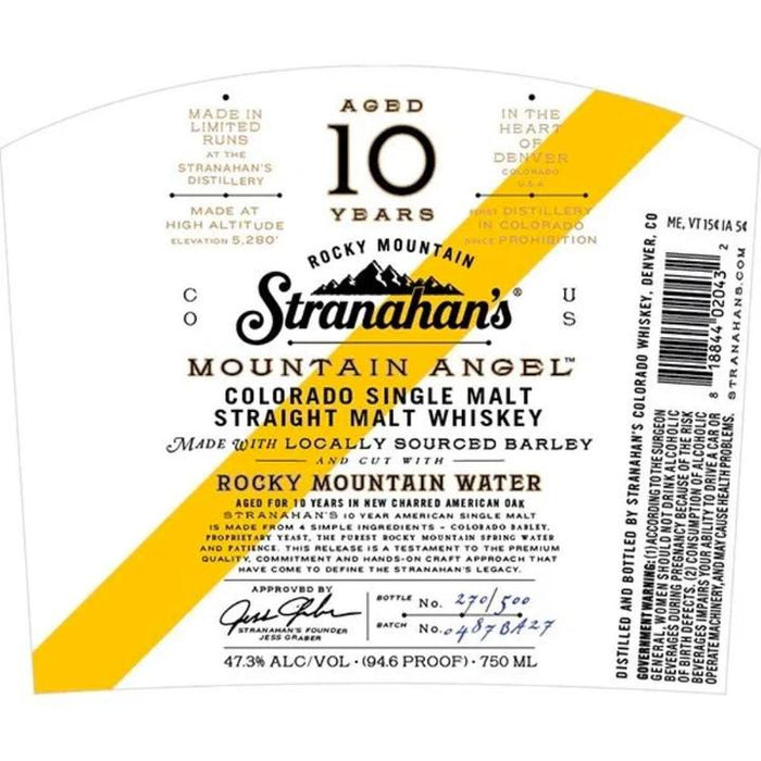 Stranahan’s Mountain Angel 10 Year Old Colorado Single Malt Straight Malt Whiskey