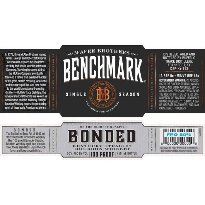 Benchmark Bonded Single Season Straight Bourbon Whiskey