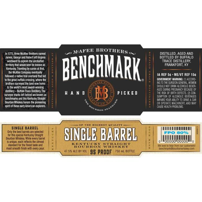 Benchmark Hand Picked Single Barrel Straight Bourbon Whiskey