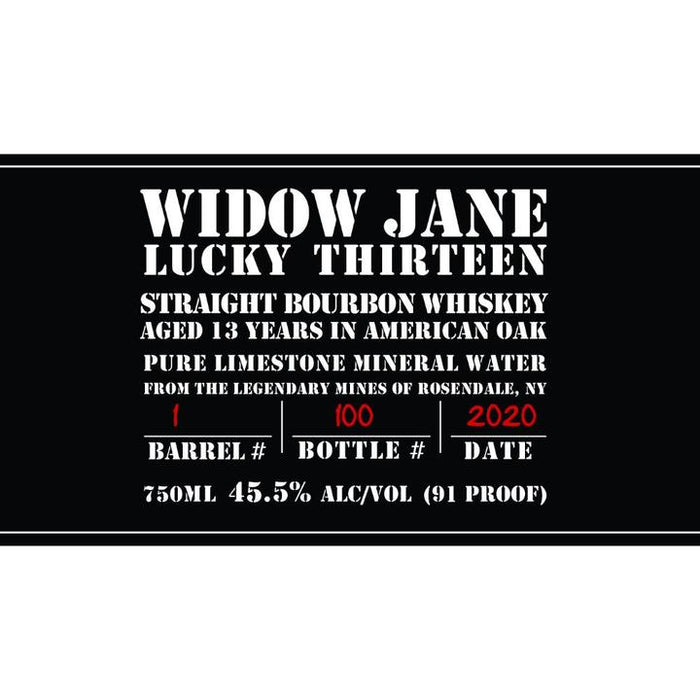 Widow Jane Lucky Thirteen 13 year Old in American Oak Straight Bourbon Whiskey