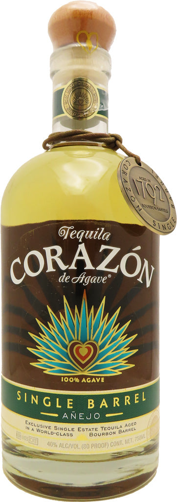 Corazon Single Barrel Aged in 1792 Bourbon Barrels Anejo Tequila