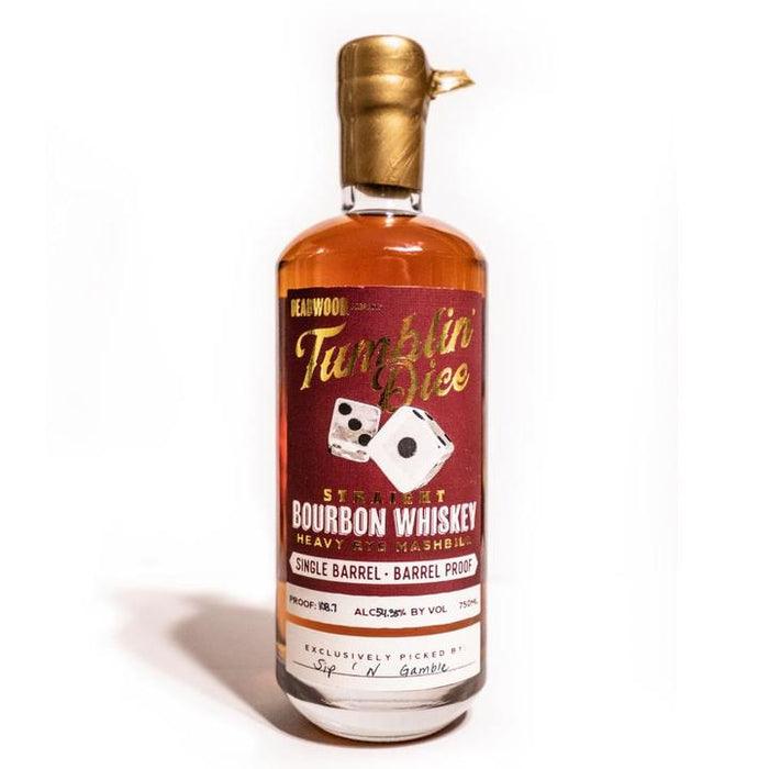 Deadwood Tumblin Dice "Sip 'N Gamble" Single Barrel Barrel Proof Straight Bourbon Whiskey