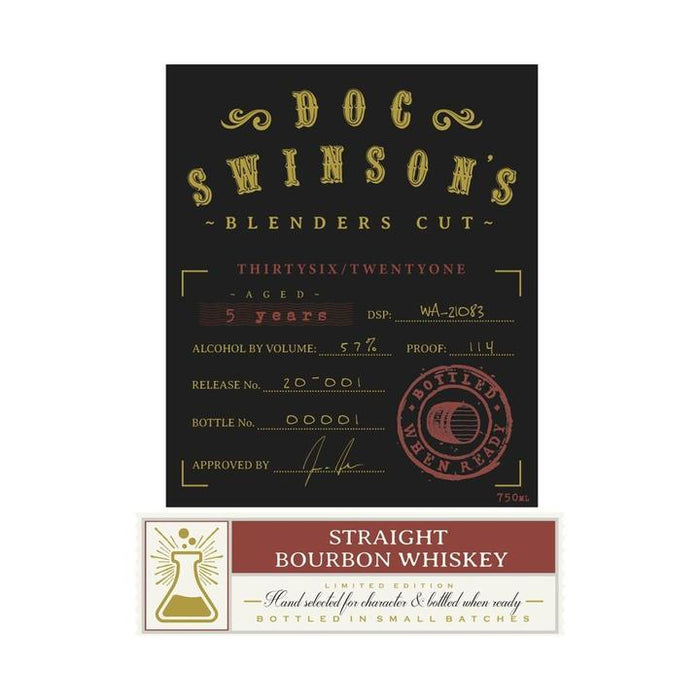 Doc Swinson’s Blenders Cut 5 Year Old Straight Bourbon Whiskey