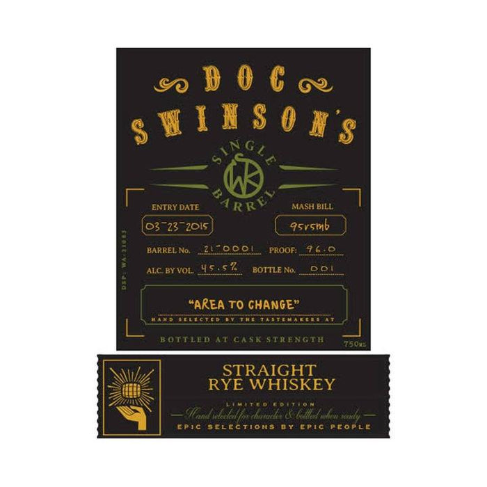 Doc Swinson’s Single Barrel Straight Rye Whiskey