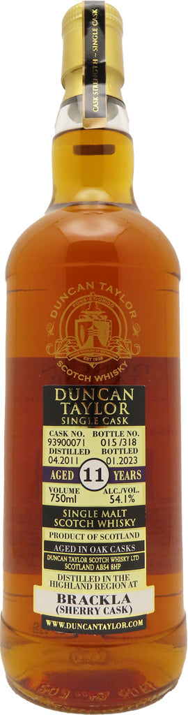 Duncan Taylor Brackla 11 year old Cask Strength ex Sherry Cask # 93900071 (2011) Scotch Whisky